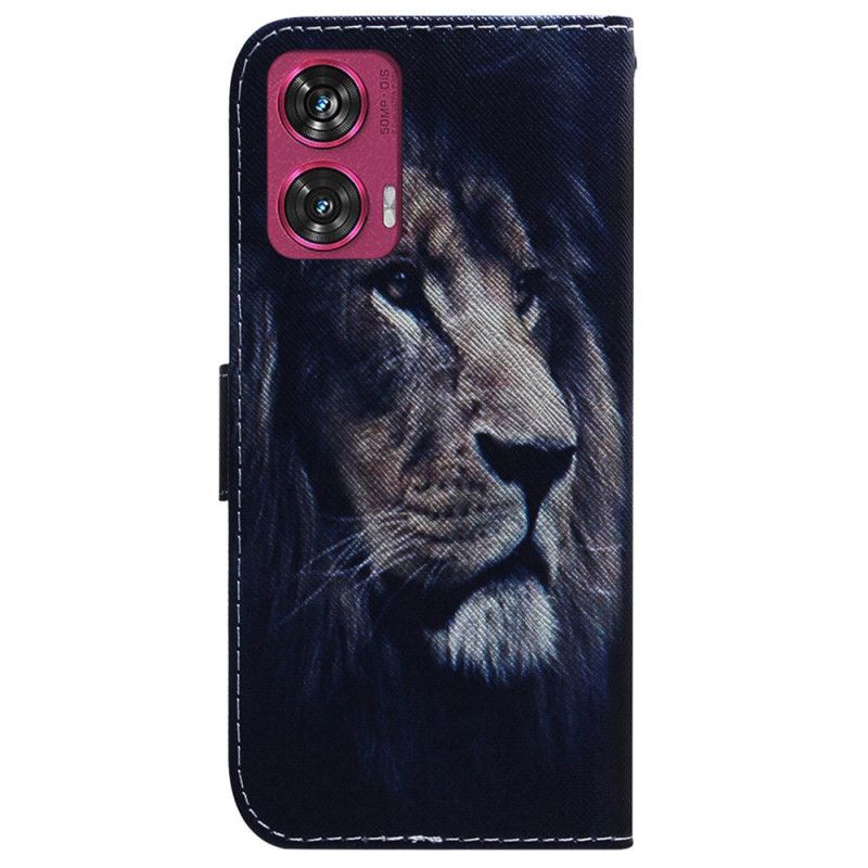 Leren Hoesje Motorola Edge 50 Fusion Dromende Leeuw Bescherming Hoesje