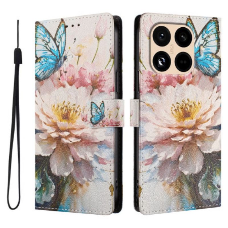 Flip Case Leren Xiaomi 15t Pro Bloem En Vlinder