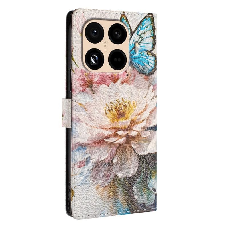 Flip Case Leren Xiaomi 15t Pro Bloem En Vlinder