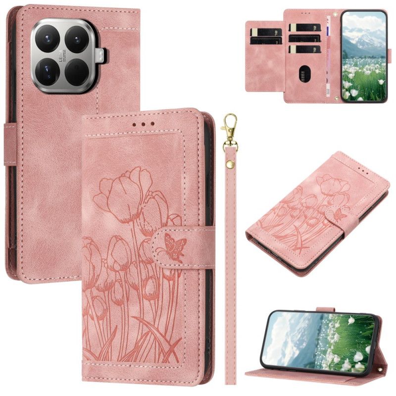 Flip Case Leren Xiaomi 15t Pro Suède-effect Bloemenprint