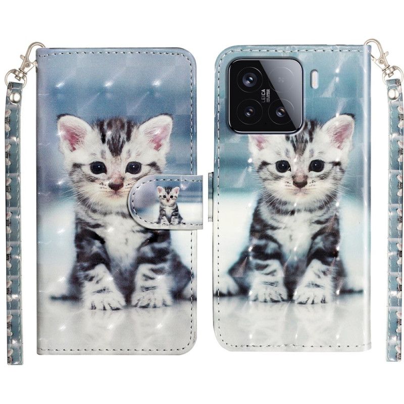 Folio-hoesje Xiaomi 15t Pro Telefoonhoesje Lanyard Kitten