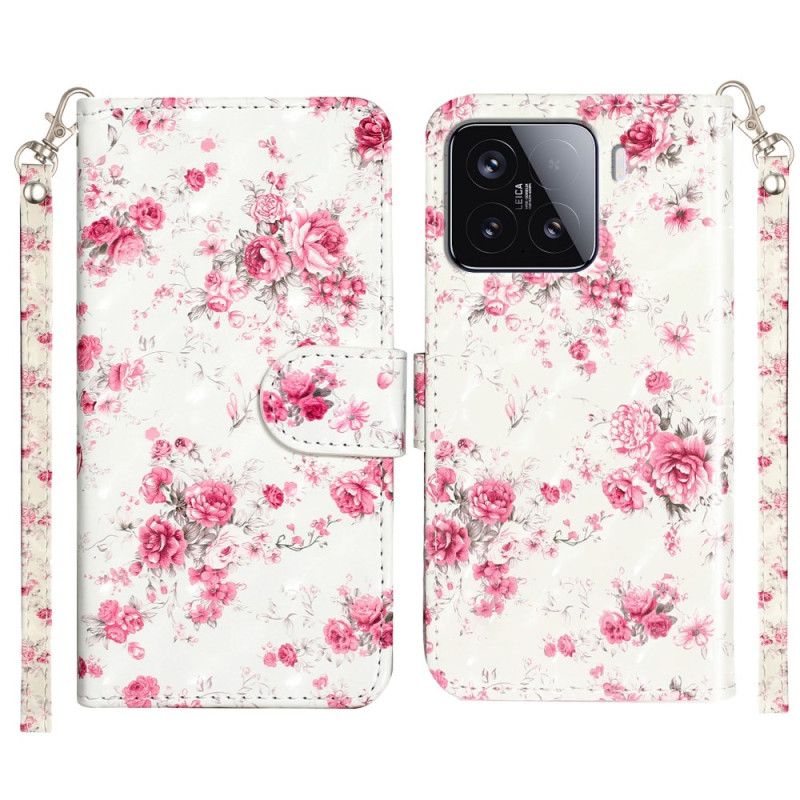 Folio-hoesje Xiaomi 15t Pro Telefoonhoesje Lanyard Rozen