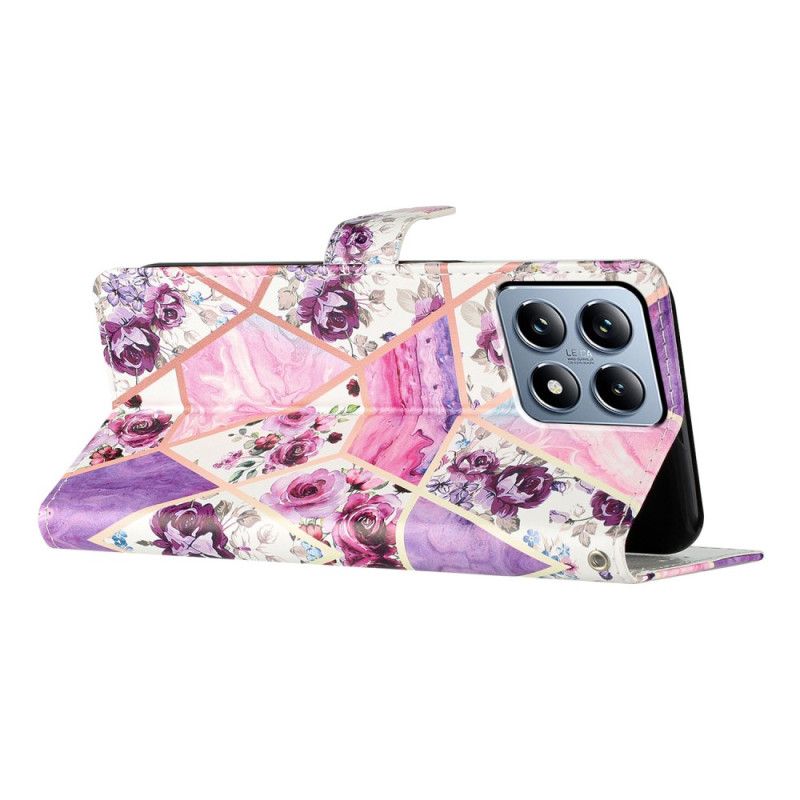 Folio-hoesje Xiaomi 15t Pro Telefoonhoesje Paarse Bloemen