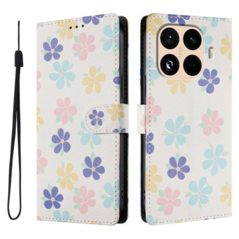 Leren Hoesje Voor Xiaomi 15t Pro Kleine Bloemen