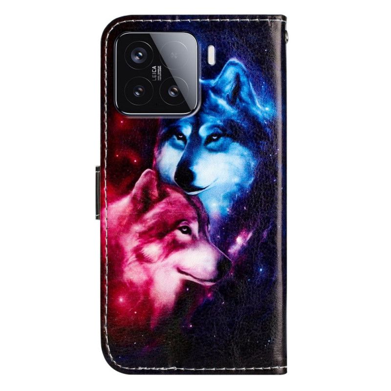 Leren Hoesje Voor Xiaomi 15t Pro Met Twee Wolven