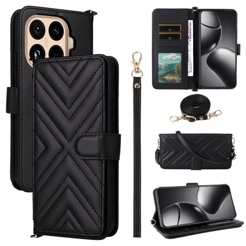 Leren Hoesje Xiaomi 15t Pro Gewatteerd Met Bandje En Polsbandje Bescherming Hoesje