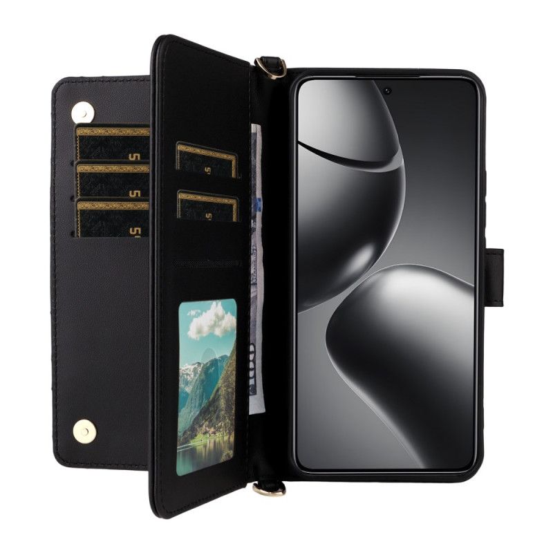 Leren Hoesje Xiaomi 15t Pro Gewatteerd Met Bandje En Polsbandje Bescherming Hoesje