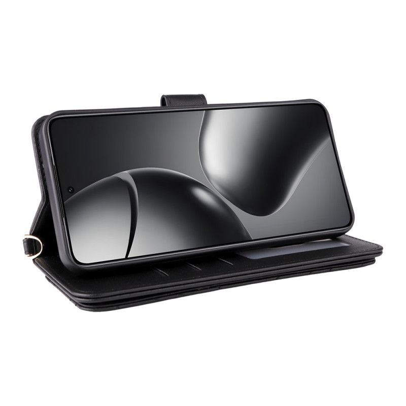 Leren Hoesje Xiaomi 15t Pro Gewatteerd Met Bandje En Polsbandje Bescherming Hoesje