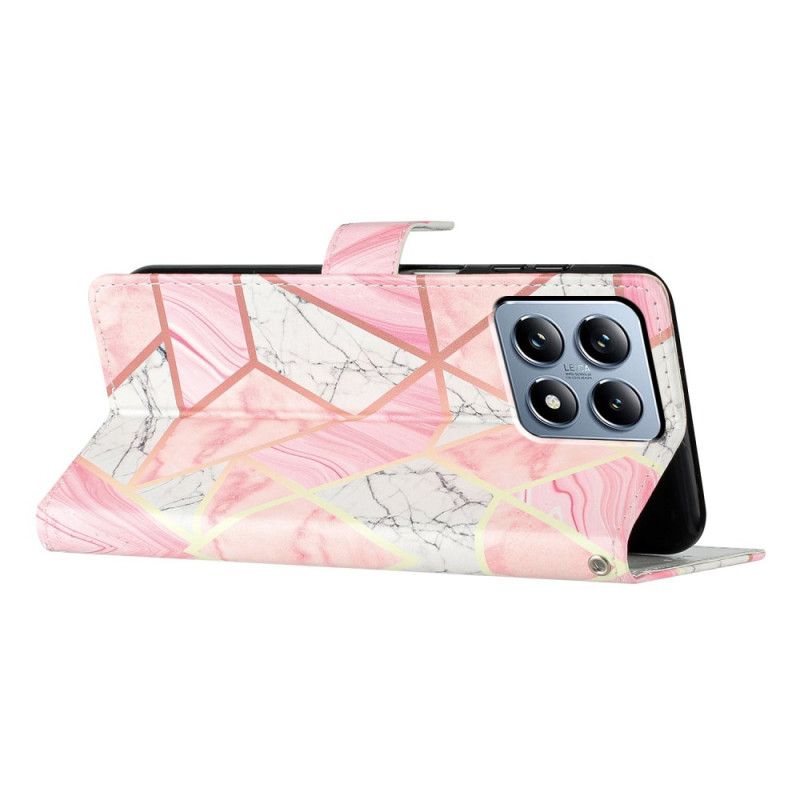 Leren Hoesje Xiaomi 15t Pro Roze Marmer