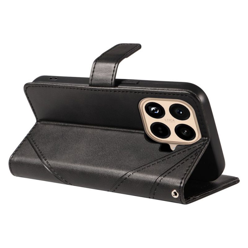 Leren Hoesje Xiaomi 15t Pro Tweekleurig Geometrisch Patroon Bescherming Hoesje