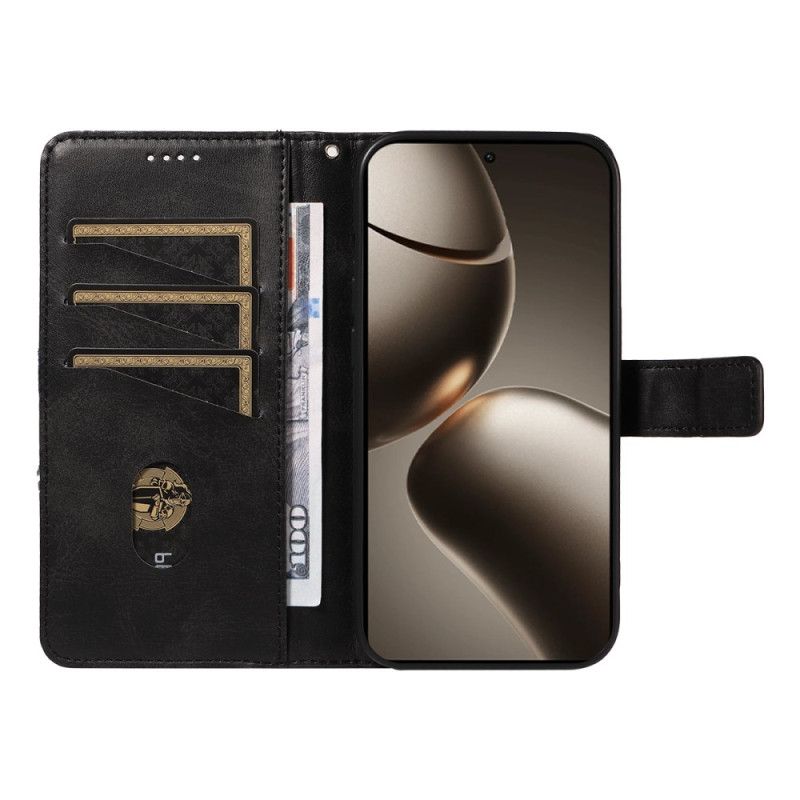 Leren Hoesje Xiaomi 15t Pro Tweekleurig Geometrisch Patroon Bescherming Hoesje