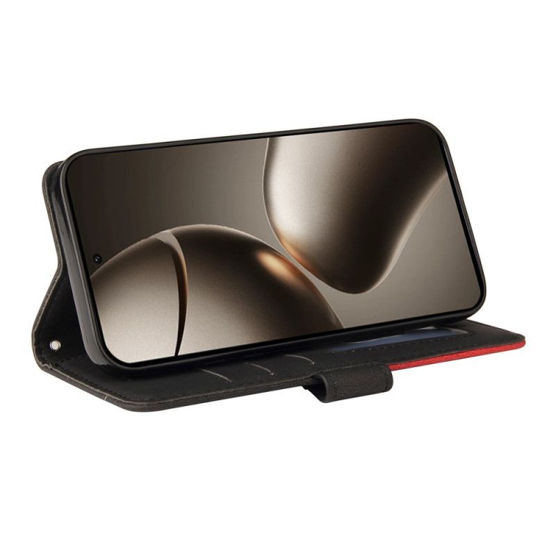 Leren Hoesje Xiaomi 15t Pro Tweekleurig Golvend Patroon Bescherming Hoesje