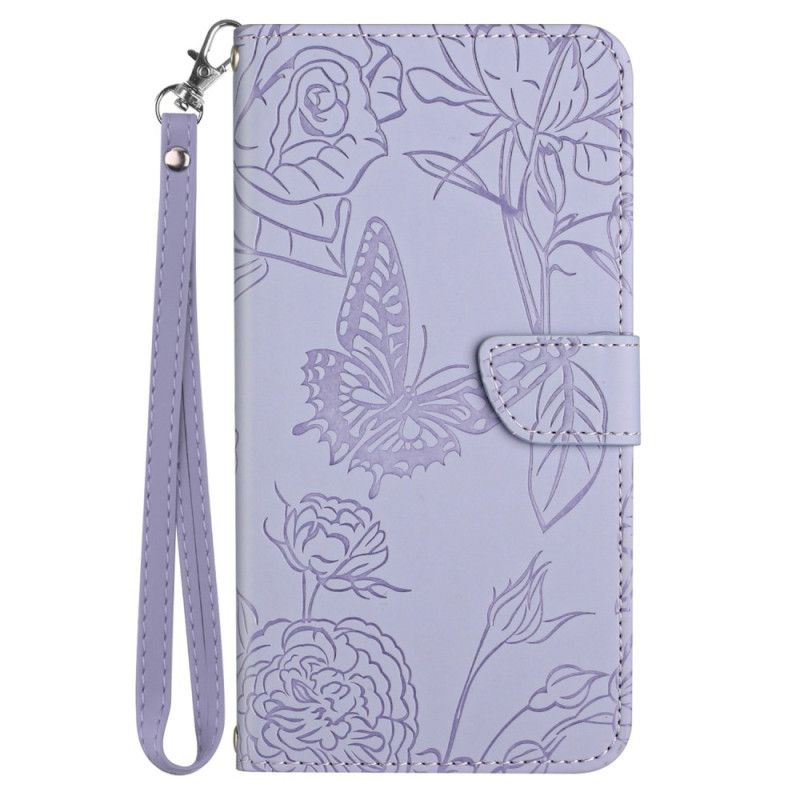 Leren Hoesje Voor Honor 200 Vlinderprint Met Bandje