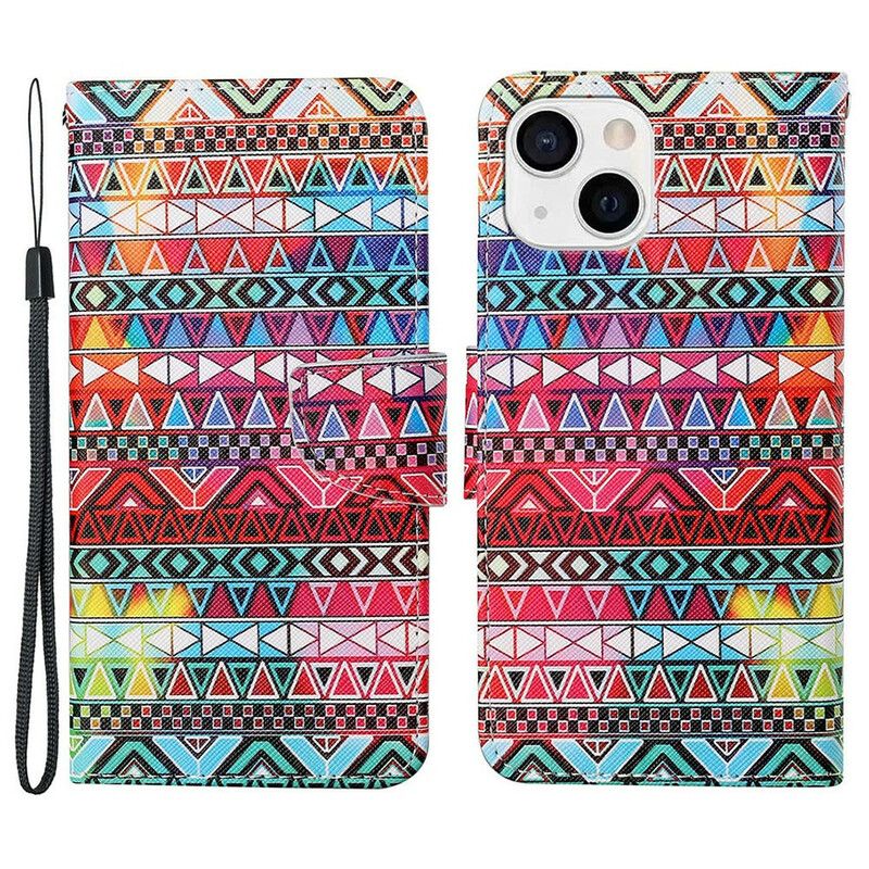 Bescherming Hoesje iPhone 13 Patchwork Met Riem