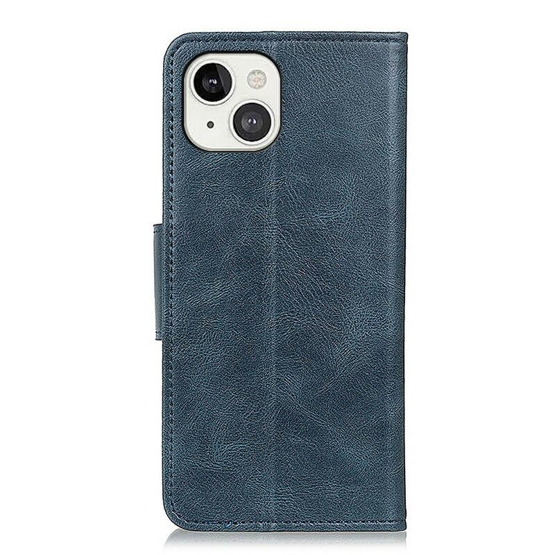Flip Case Leren iPhone 13 Omkeerbare Sluiting Met Leereffect
