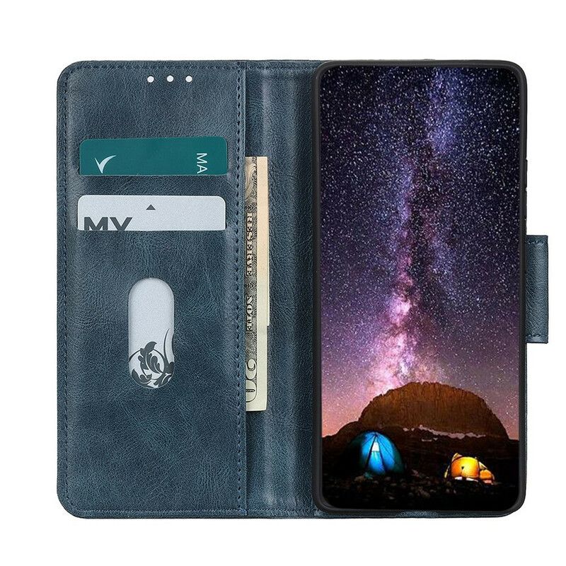 Flip Case Leren iPhone 13 Omkeerbare Sluiting Met Leereffect