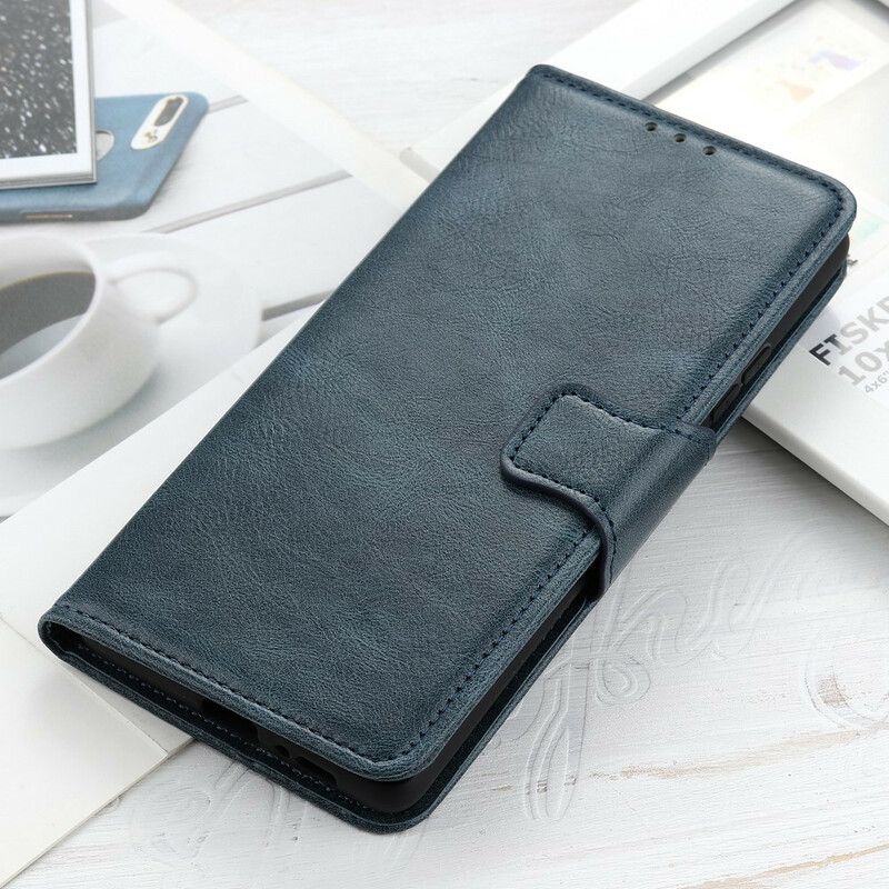 Flip Case Leren iPhone 13 Omkeerbare Sluiting Met Leereffect