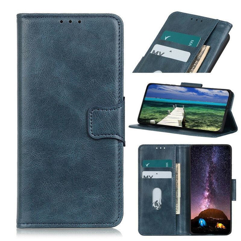 Flip Case Leren iPhone 13 Omkeerbare Sluiting Met Leereffect