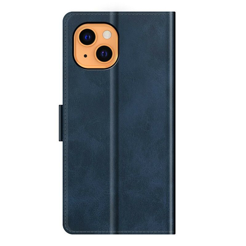Flip Case Leren iPhone 13 Ontwerp Met Dubbele Sluiting