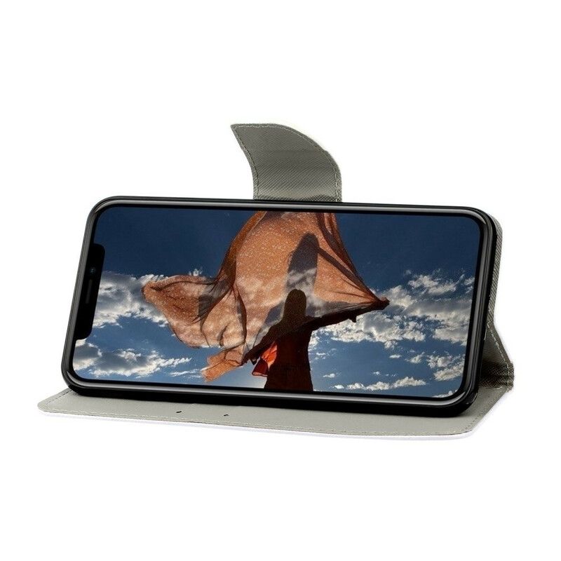 Flip Case Leren iPhone 13 Wolf Oorlog Met Lanyard