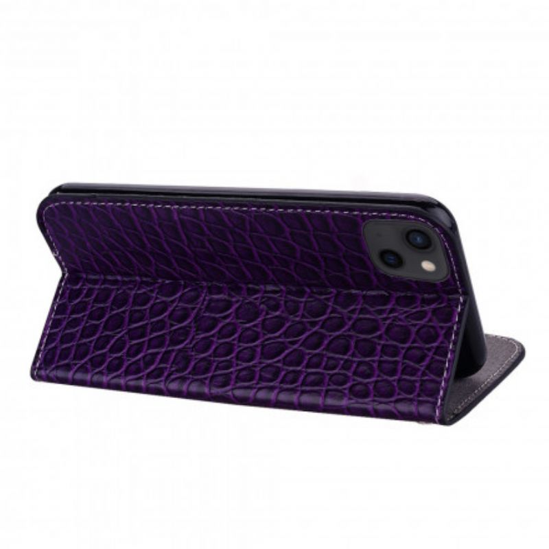 Folio-hoesje iPhone 13 Krokodillenleer En Glittereffect