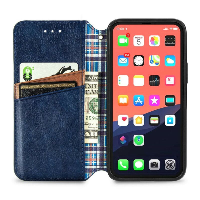 Folio-hoesje iPhone 13 Ledereffect Diamanttextuur