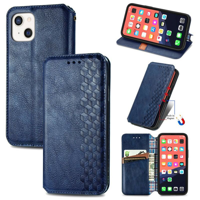 Folio-hoesje iPhone 13 Ledereffect Diamanttextuur