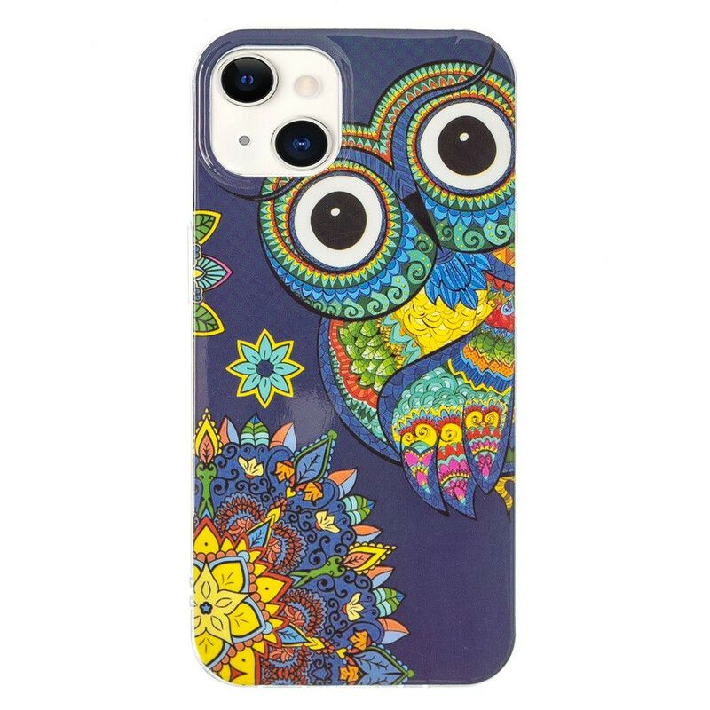 Hoesje iPhone 13 Fluorescerende Mandala Uil