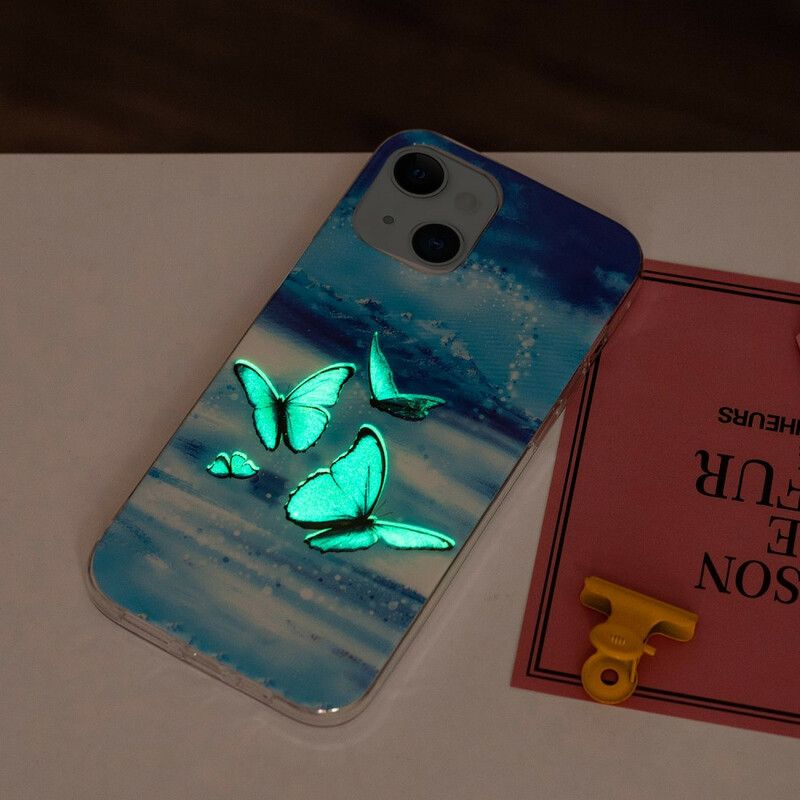 Hoesje iPhone 13 Fluorescerende Vlinders Serie Bescherming Hoesje