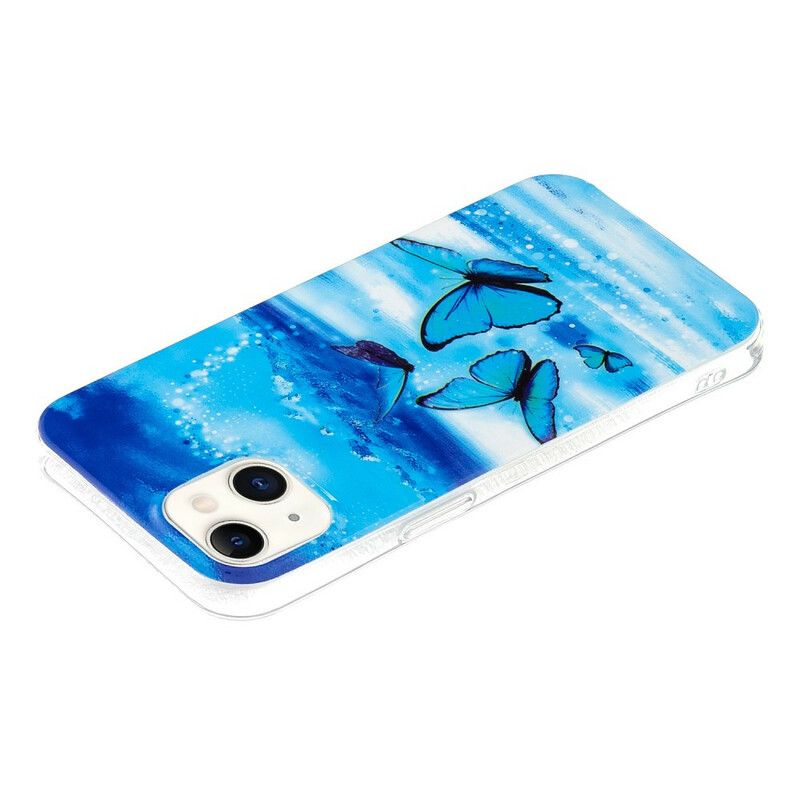 Hoesje iPhone 13 Fluorescerende Vlinders Serie Bescherming Hoesje