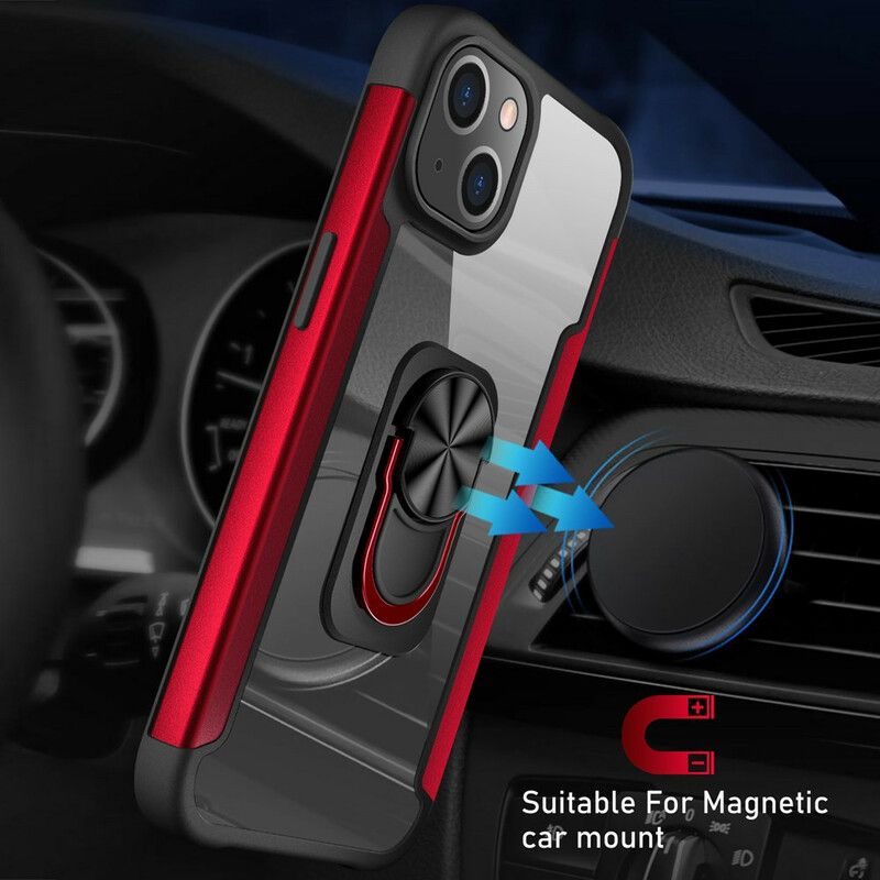 Hoesje iPhone 13 Ring-houder Met Metalen Effect Bescherming Hoesje