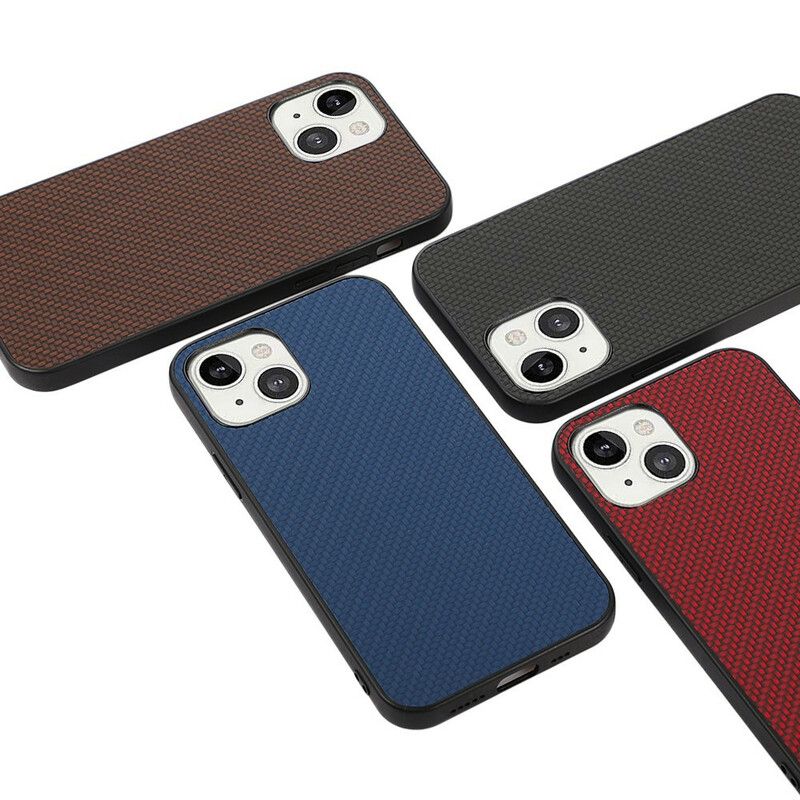 Hoesje Voor iPhone 13 Ledereffect Koolstofvezeltextuur