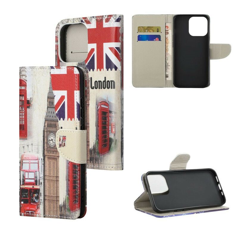 Leren Hoesje iPhone 13 Londen Leven Bescherming Hoesje