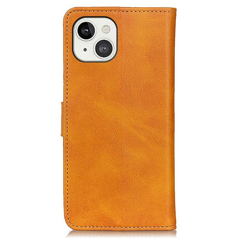 Leren Hoesje iPhone 13 Retro Mat Leereffect Bescherming Hoesje