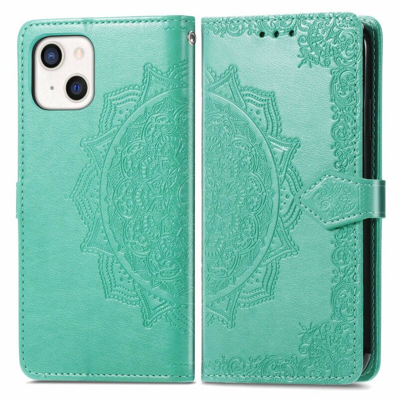 Leren Hoesje Voor iPhone 13 Mandala Middeleeuwen