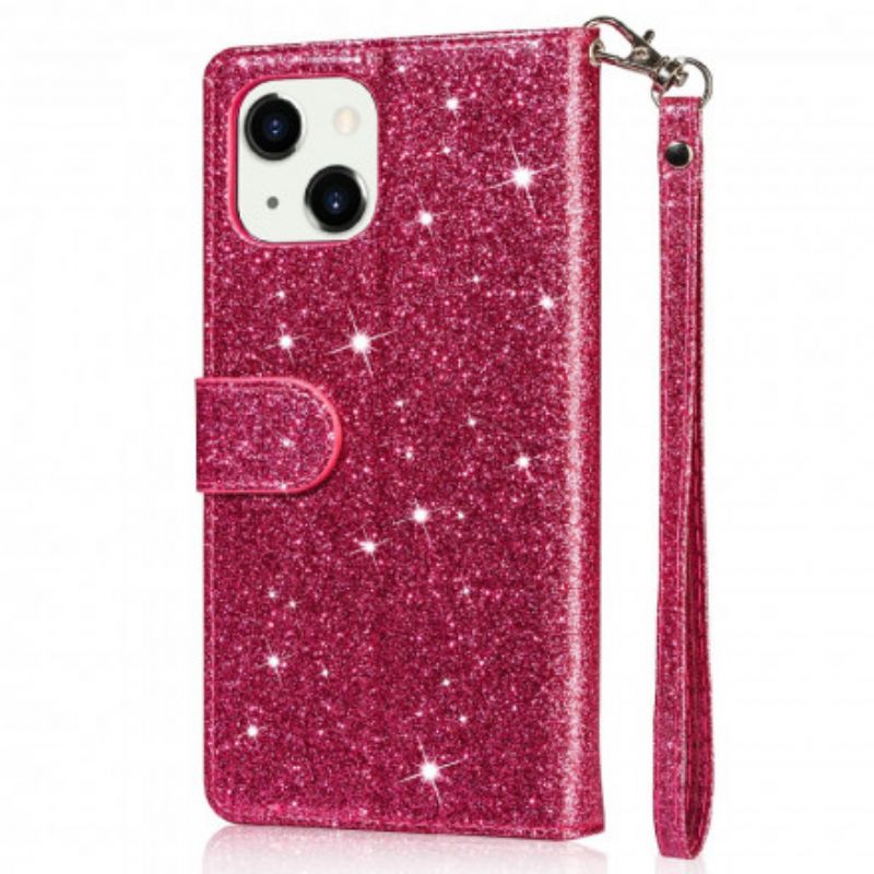 Leren Hoesje Voor iPhone 13 Pailletten Portemonnee