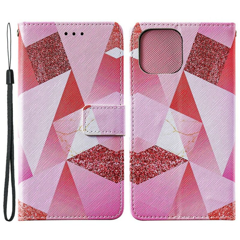 Leren Hoesje Voor iPhone 13 Pro Grafisch Roze