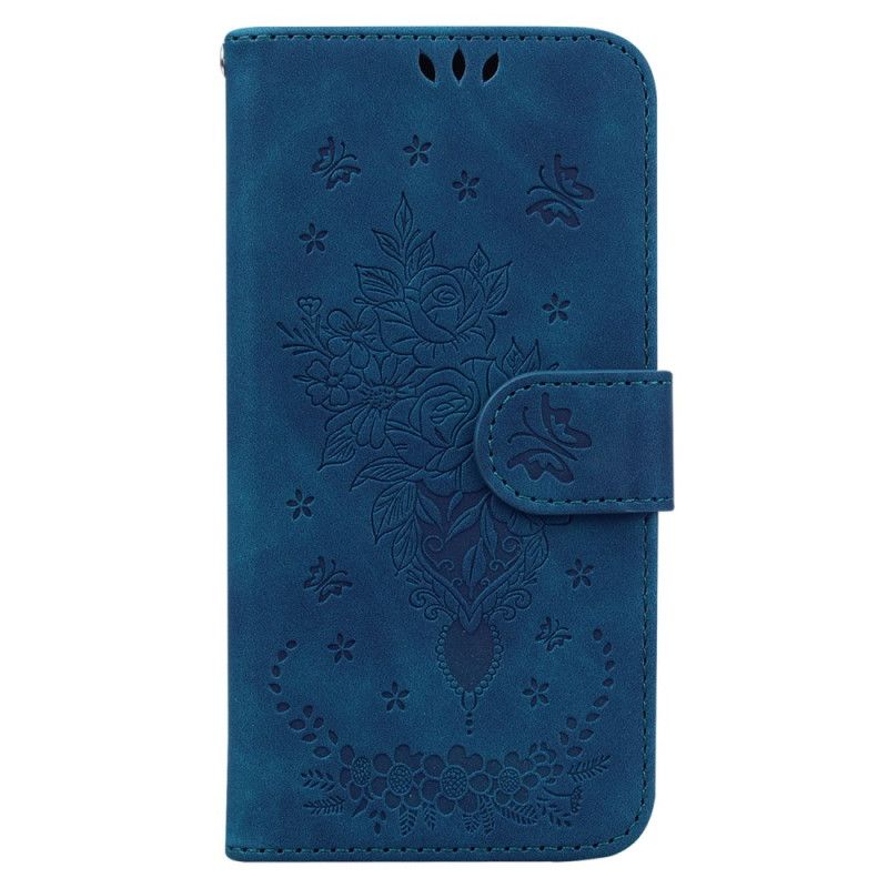 Leren Hoesje Oppo Reno 12f 5g Patroon Met Vlinders En Bloemen Bescherming Hoesje