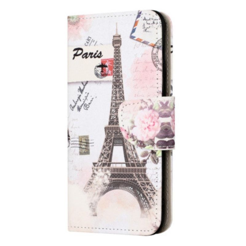 Folio-hoesje voor iPhone 15 Plus Vintage Eiffeltoren