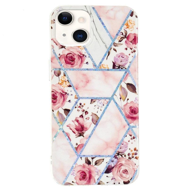 Hoesje voor iPhone 15 Plus Bloemenmarmer