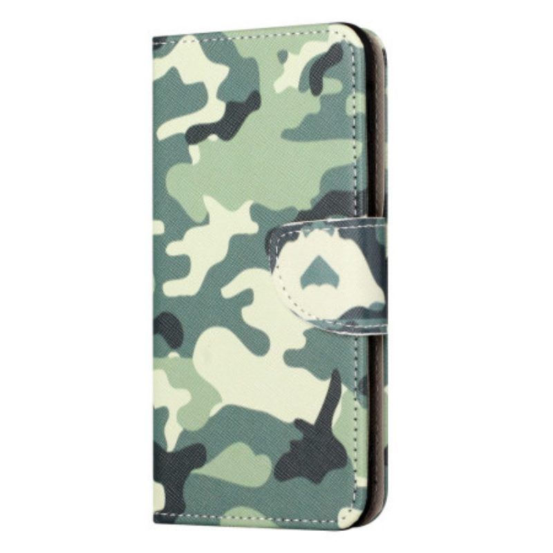 Leren Hoesje voor iPhone 15 Plus Militaire Camouflage