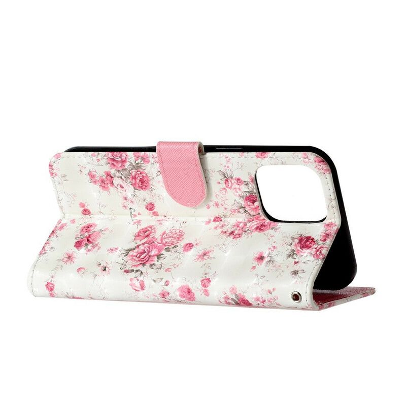 Bescherming Hoesje iPhone 13 Pro Max Bloemen Lichtvlekken Strappy
