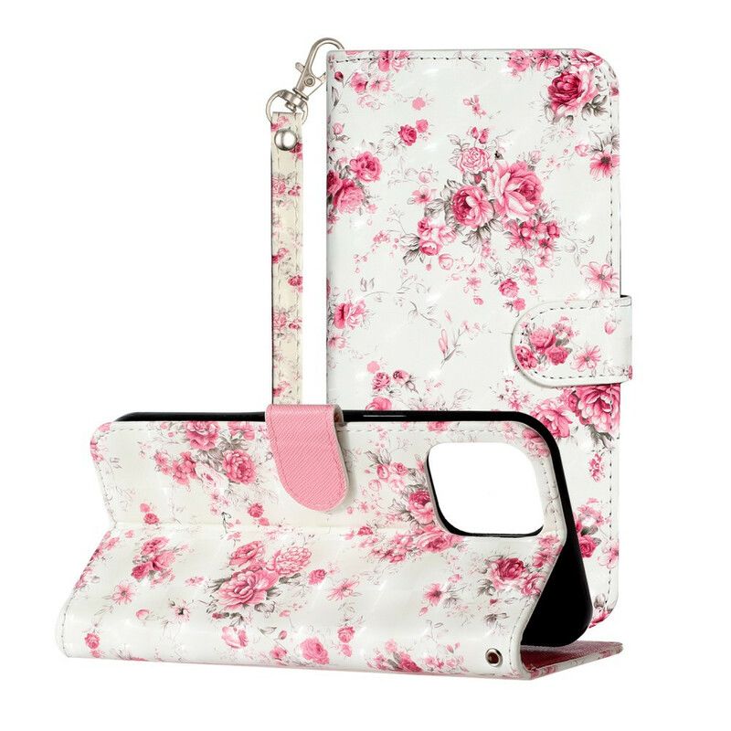 Bescherming Hoesje iPhone 13 Pro Max Bloemen Lichtvlekken Strappy