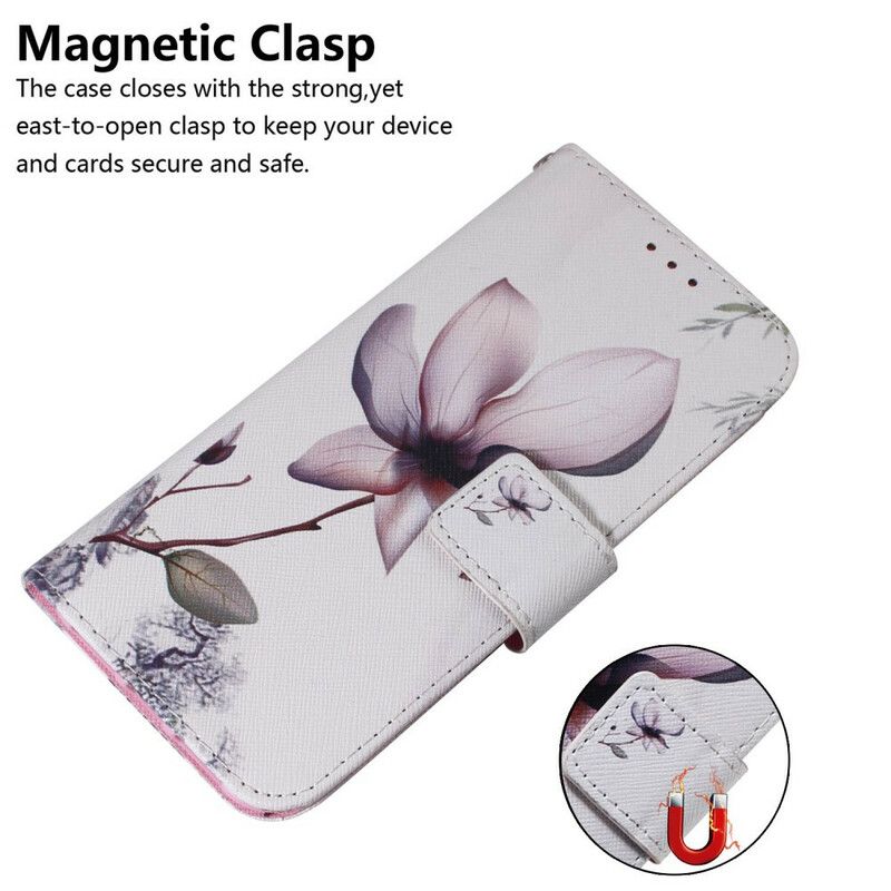 Flip Case Leren iPhone 13 Pro Max Oudroze Bloem