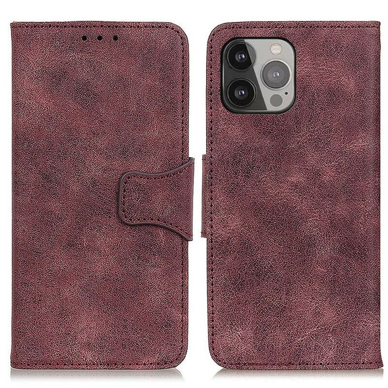 Flip Case Leren iPhone 13 Pro Max Vintage Dubbelzijdige Magnetische Klep