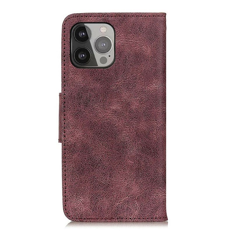 Flip Case Leren iPhone 13 Pro Max Vintage Dubbelzijdige Magnetische Klep