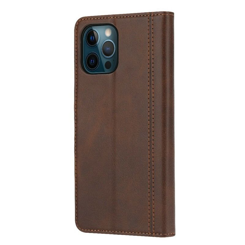 Folio-hoesje iPhone 13 Pro Max Kaarthouder En Riem Met Leereffect Aan De Voorkant