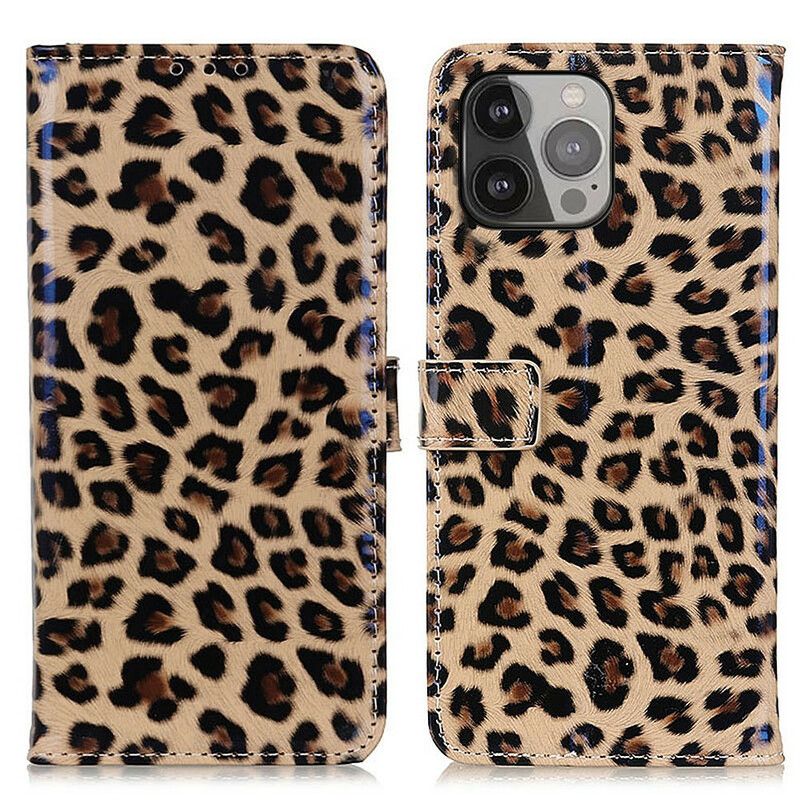 Folio-hoesje iPhone 13 Pro Max Telefoonhoesje Eenvoudige Leopard