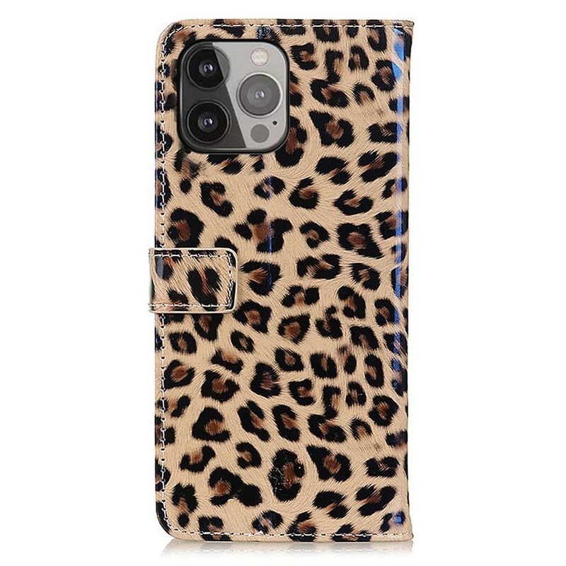 Folio-hoesje iPhone 13 Pro Max Telefoonhoesje Eenvoudige Leopard