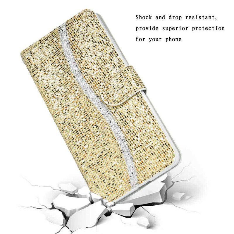Folio-hoesje iPhone 13 Pro Max Telefoonhoesje Glitter S-ontwerp